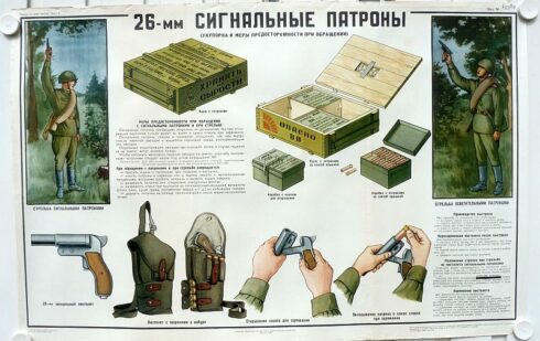 2 x Russische instructie posters SPSH-44 seinpistool en munitie - Afbeelding 2