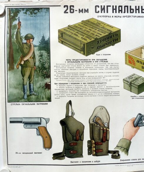 2 x Russische instructie posters SPSH-44 seinpistool en munitie - Afbeelding 4