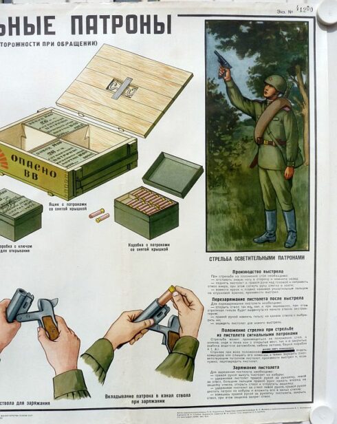 2 x Russische instructie posters SPSH-44 seinpistool en munitie - Afbeelding 5