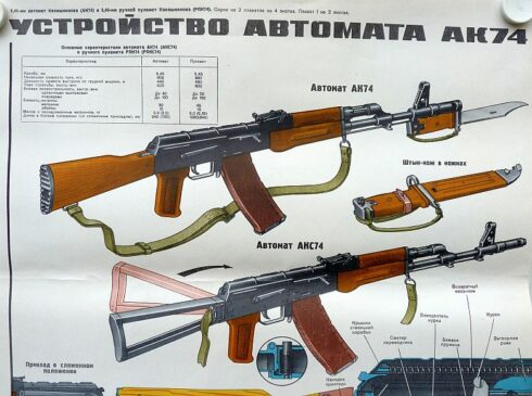 2 Russische instructie posters AK74 en AKM74, werking en toebehoren - Afbeelding 4