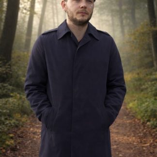 Vintage diep donkerblauwe / gaberdine regenmantel, Engelse marine