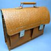 Vintage leren DDR schooltas, jaren 60/70