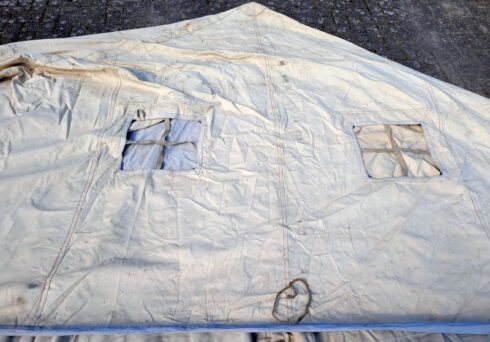 Canvas DDR / NVA tent 5 x 4,5 meter, oud model, kaki kleur - Afbeelding 2