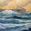 Zeldzaam Periodiek U-boot (U28) schilderij door Albert Peins - Afbeelding 3