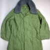 Vintage winterjas / liner met bontkraag, groen