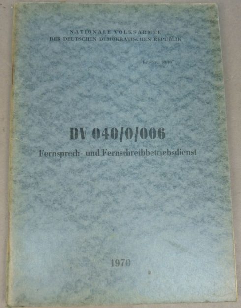 NVA Handboek DV/040/0/006 Fehrnsprech und fehrnschreibbetriebsdienst 1970