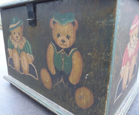 Vintage teddy kist! Handgeschilderd! - Afbeelding 5