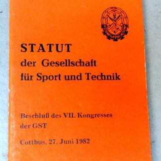 DDR Statut der Gesellschaft fur sport und technik ( Cottbus.27-6-1982 )
