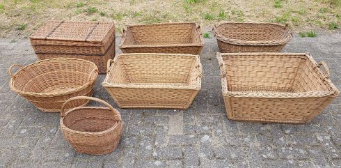 Lot van 7 vintage rieten manden - Afbeelding 3