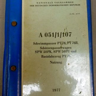 DDR NVA Handbuch schwimmpanzer PT76 PT76B A 051/1/107