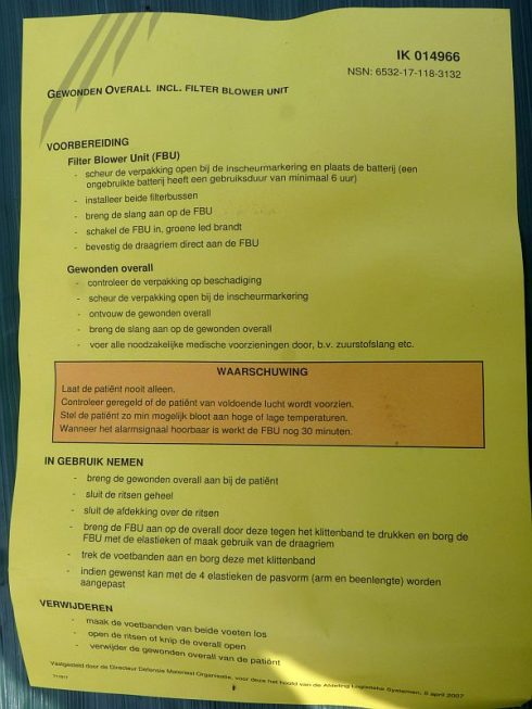 Nederlands KL NBC / CBRN beschermingsoverall voor gewonden - Afbeelding 7
