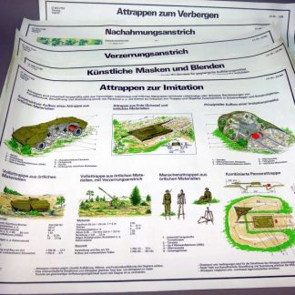 DDR NVA set van 5 instructie posters, camouflage technieken