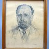 Getekend DDR portret van Walter Ulbricht uit de jaren 50 / 60
