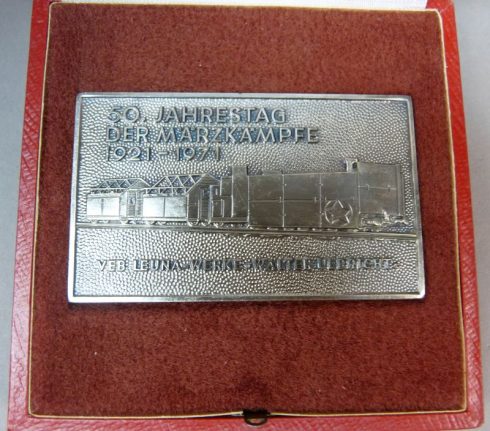 DDR Ehrenplaquette Zur erinnerung VEB Leuna Werke Walter Ulbricht - Afbeelding 2