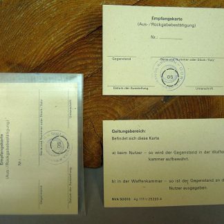 NVA wapenkamer ontvangst kaartje met hoes