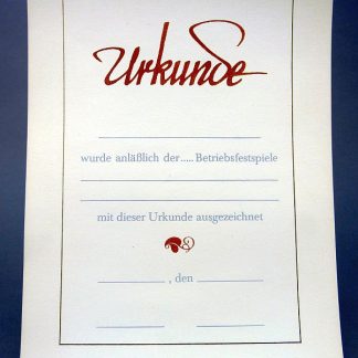 Blanco DDR oorkonde ,,Betriebsfestspiele,,
