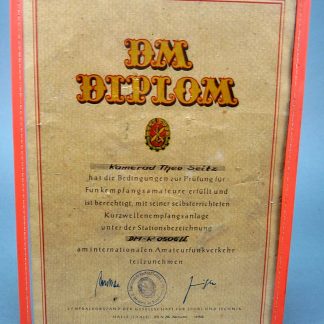 DDR GST Diploma oorkonde Funkempfangsamateure 1956