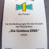 DDR Pionier oorkonde met pin ,, Die goldene Eins,, (prestatie onderscheiding)