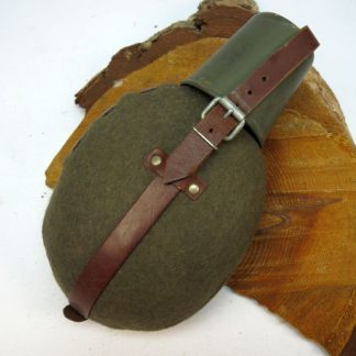 Vroege DDR/NVA veldfles Bruin Leder