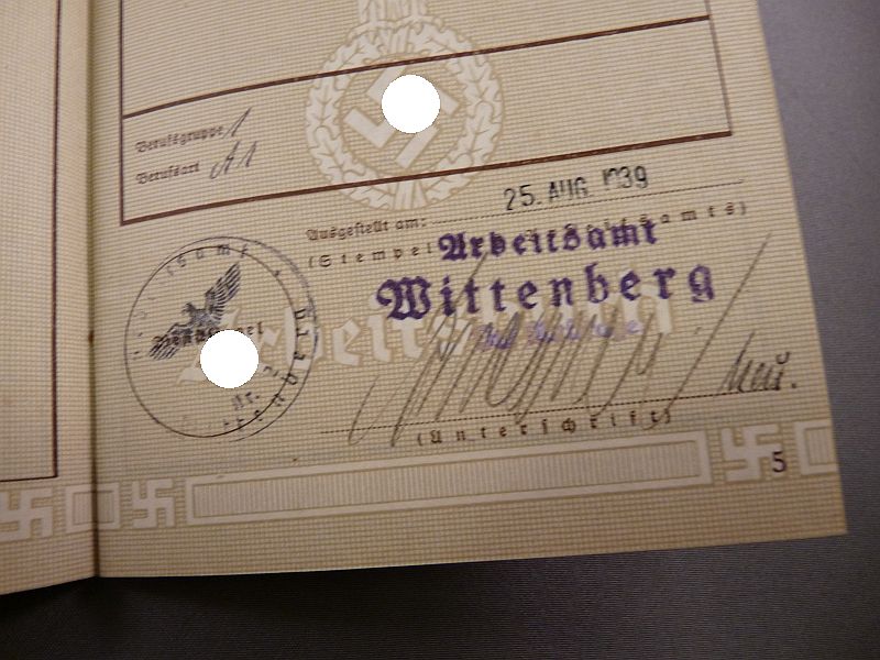 Deutsches Reich Arbeitsbuch – Wittenberg 1939 - Afbeelding 3