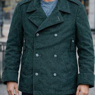 Zwitserse groene wollen vintage jas, jaren 50/60