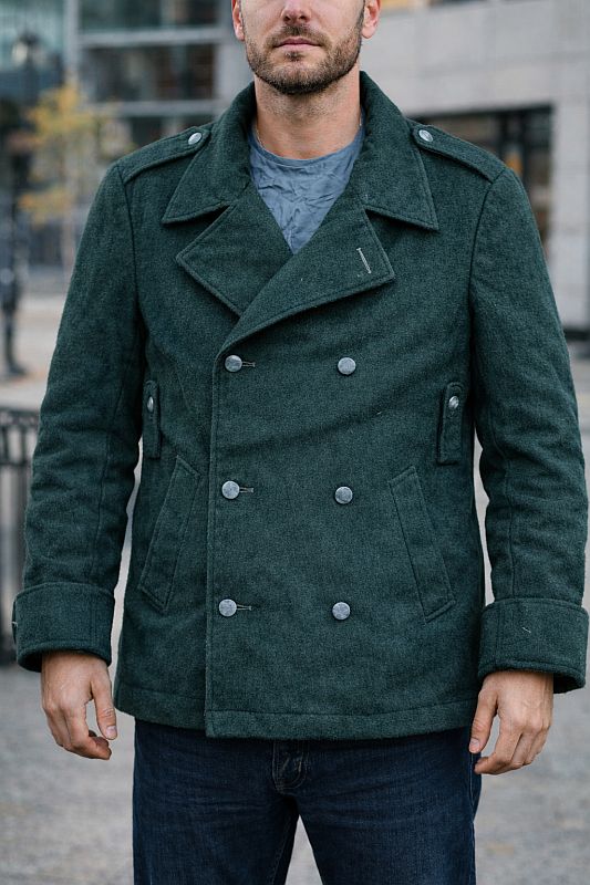 Zwitserse groene wollen vintage jas, jaren 50/60