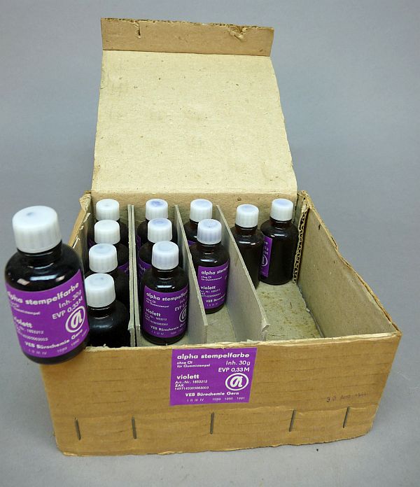Vintage DDR stempelinkt – “alpha stempelfarbe” violet