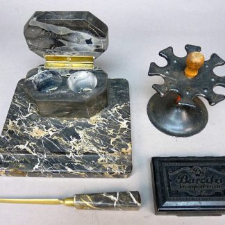 Prachtige vintage bureau set – marmerlook & origineel inktstel