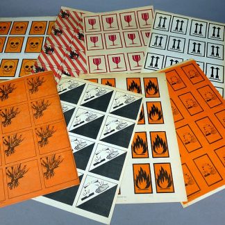 8x DDR gevaarsetiketten vellen, jaren 60/70