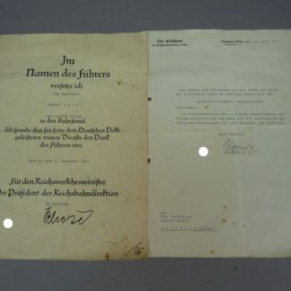 Originele Duitse Reichsbahn oorkondes WOII