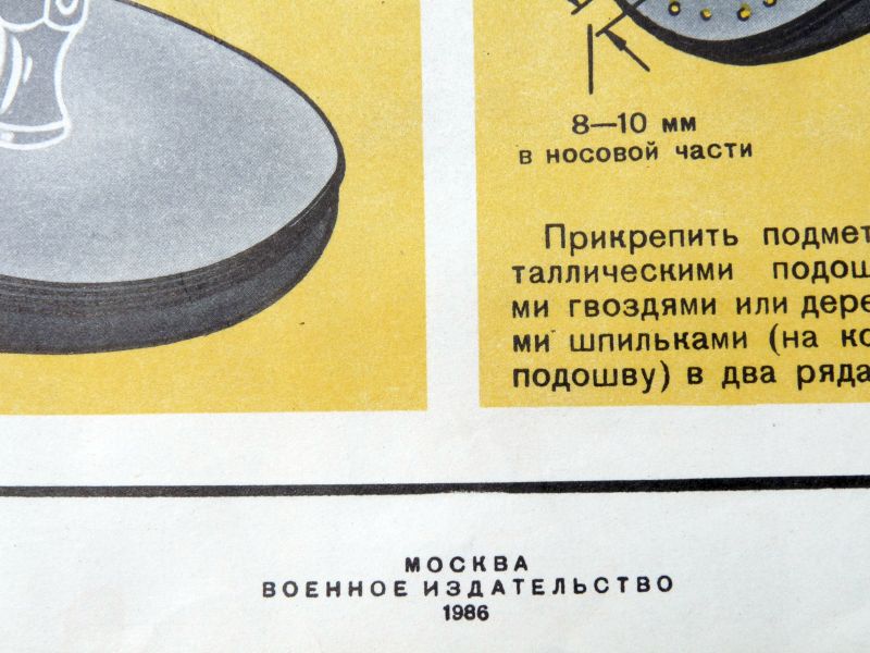 Sovjet Instructieposter Schoenreparatie – Militair Onderwijs (1986) - Afbeelding 3