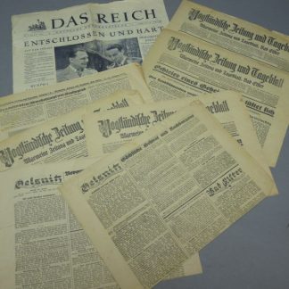 Partij originele kranten uit de Tweede Wereldoorlog (ca. 1940-1945)