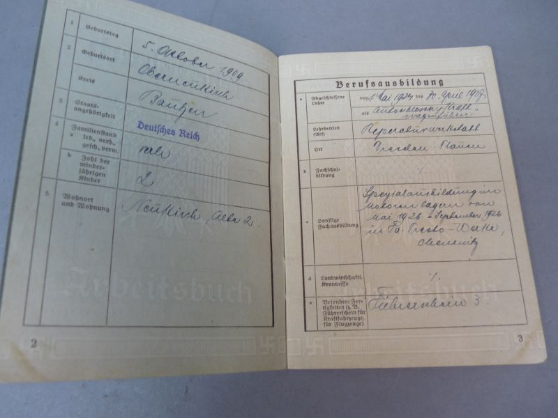 Origineel Duits Arbeidsboek (Arbeitsbuch) – Deutsches Reich – WOII-periode - Afbeelding 2