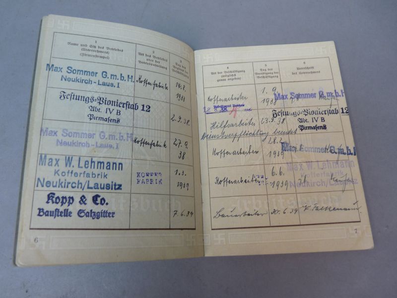 Origineel Duits Arbeidsboek (Arbeitsbuch) – Deutsches Reich – WOII-periode - Afbeelding 3