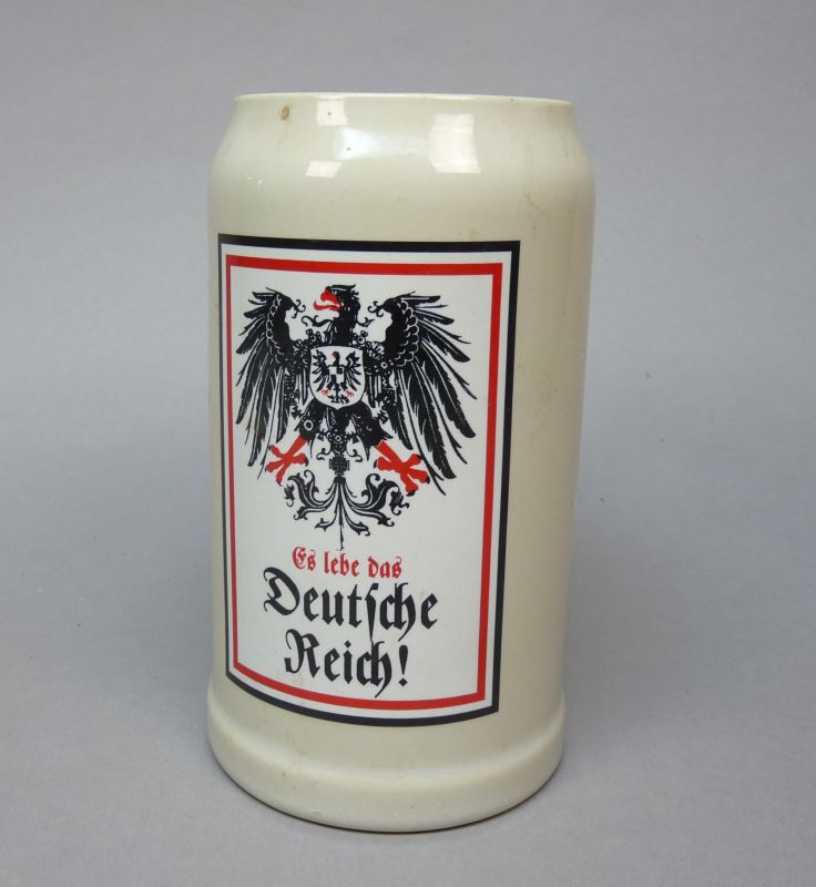 Vintage steengoed bierpul "Es lebe das Deutsche Reich!" – Made in Germany