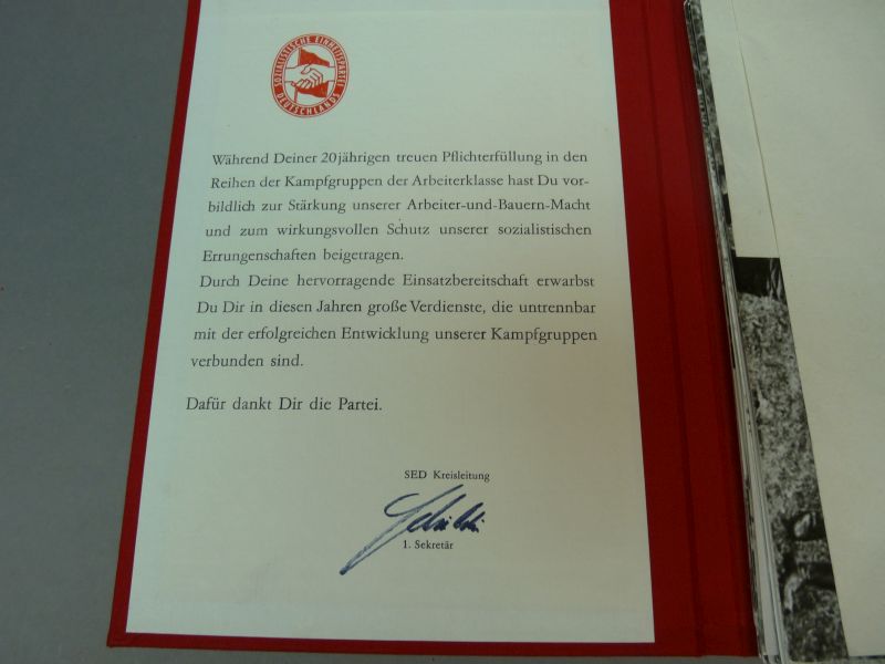 SED Kampfgruppen der Arbeiterklasse jubileummap - Afbeelding 2