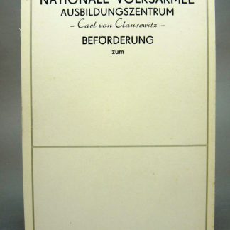 DDR / NVA Bevorderingsoorkonde – Ausbildungszentrum