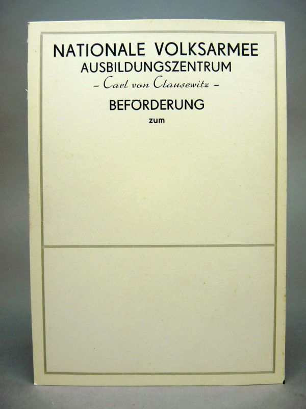DDR / NVA Bevorderingsoorkonde – Ausbildungszentrum