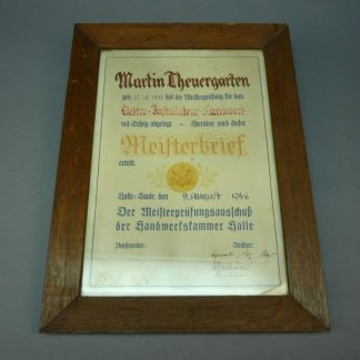 DDR Meisterbrief Elektrotechniek – Duitsland 1946 – Ingelijst