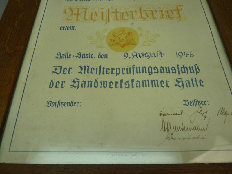DDR Meisterbrief Elektrotechniek – Duitsland 1946 – Ingelijst - Afbeelding 2