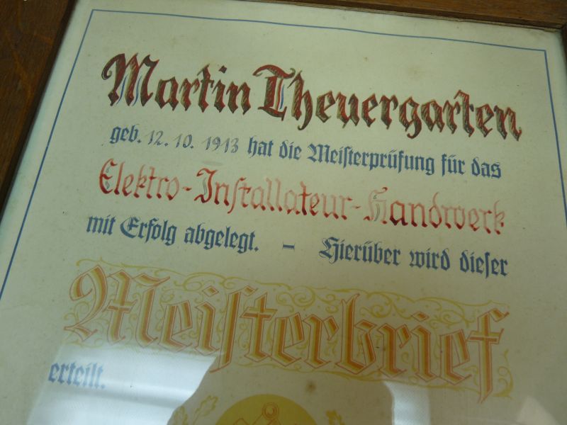 DDR Meisterbrief Elektrotechniek – Duitsland 1946 – Ingelijst - Afbeelding 3