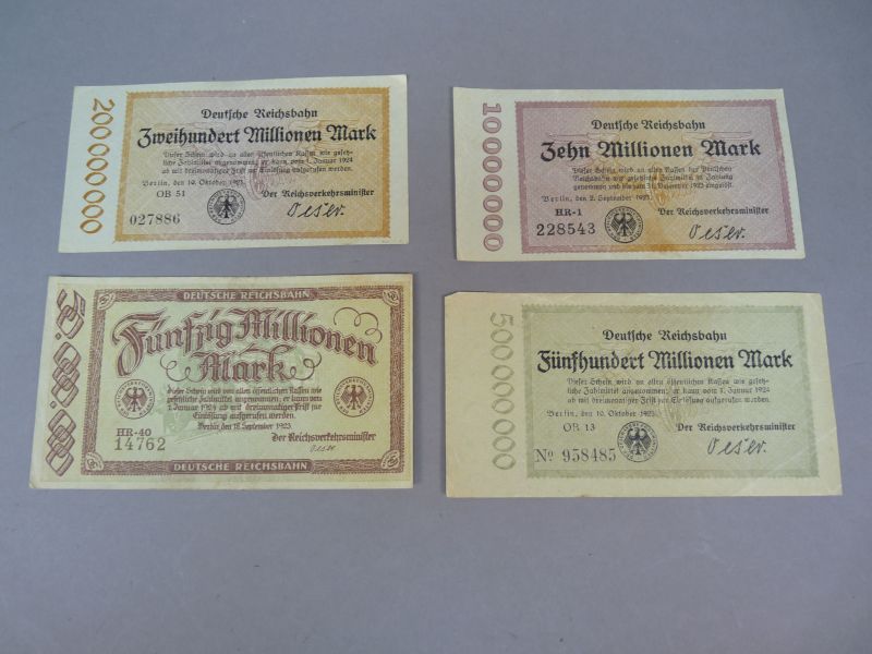 Set van 4 Deutsche Reichsbahn noodgeld bankbiljetten