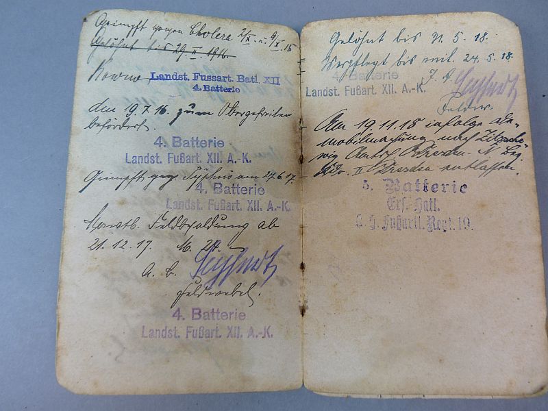 Origineel Duits Soldbuch – Landsturm-Fußartillerie XII. - Afbeelding 3