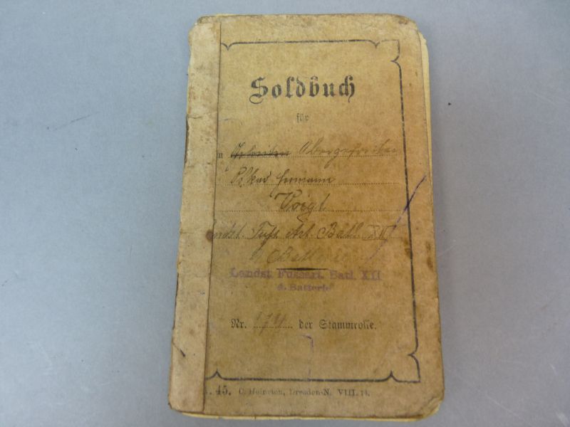 Origineel Duits Soldbuch – Landsturm-Fußartillerie XII.