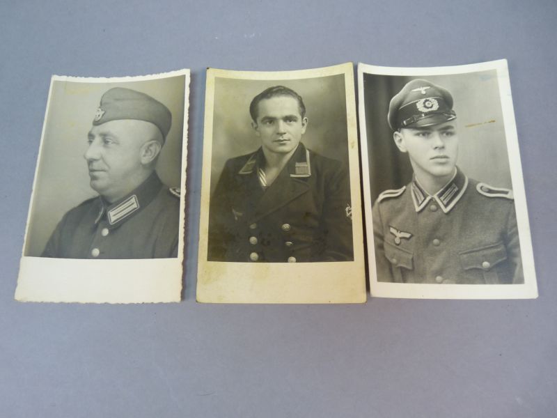 Set van 3 originele Duitse militaire portretfoto's