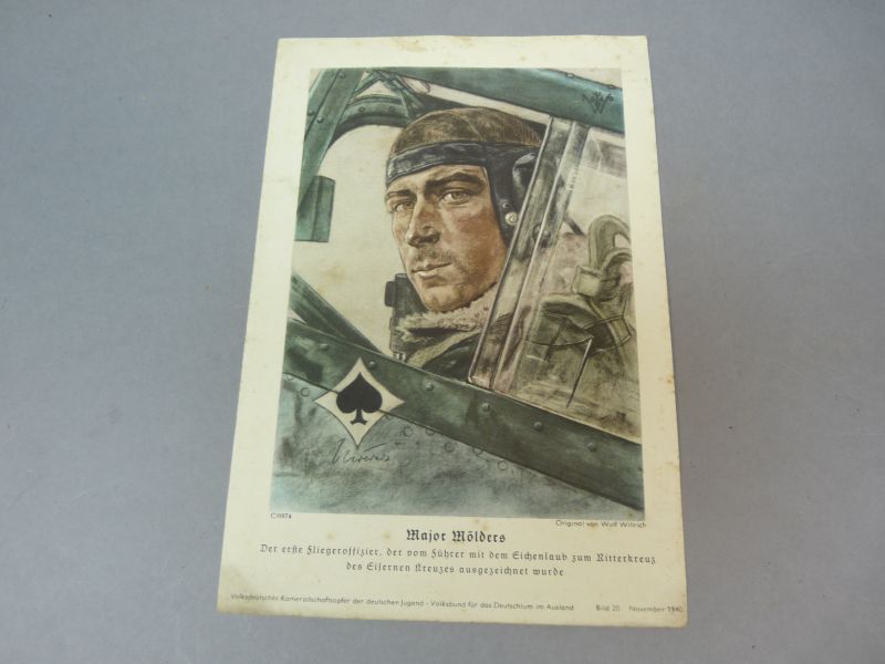 Duitse propagandakaart Major Werner Mölders