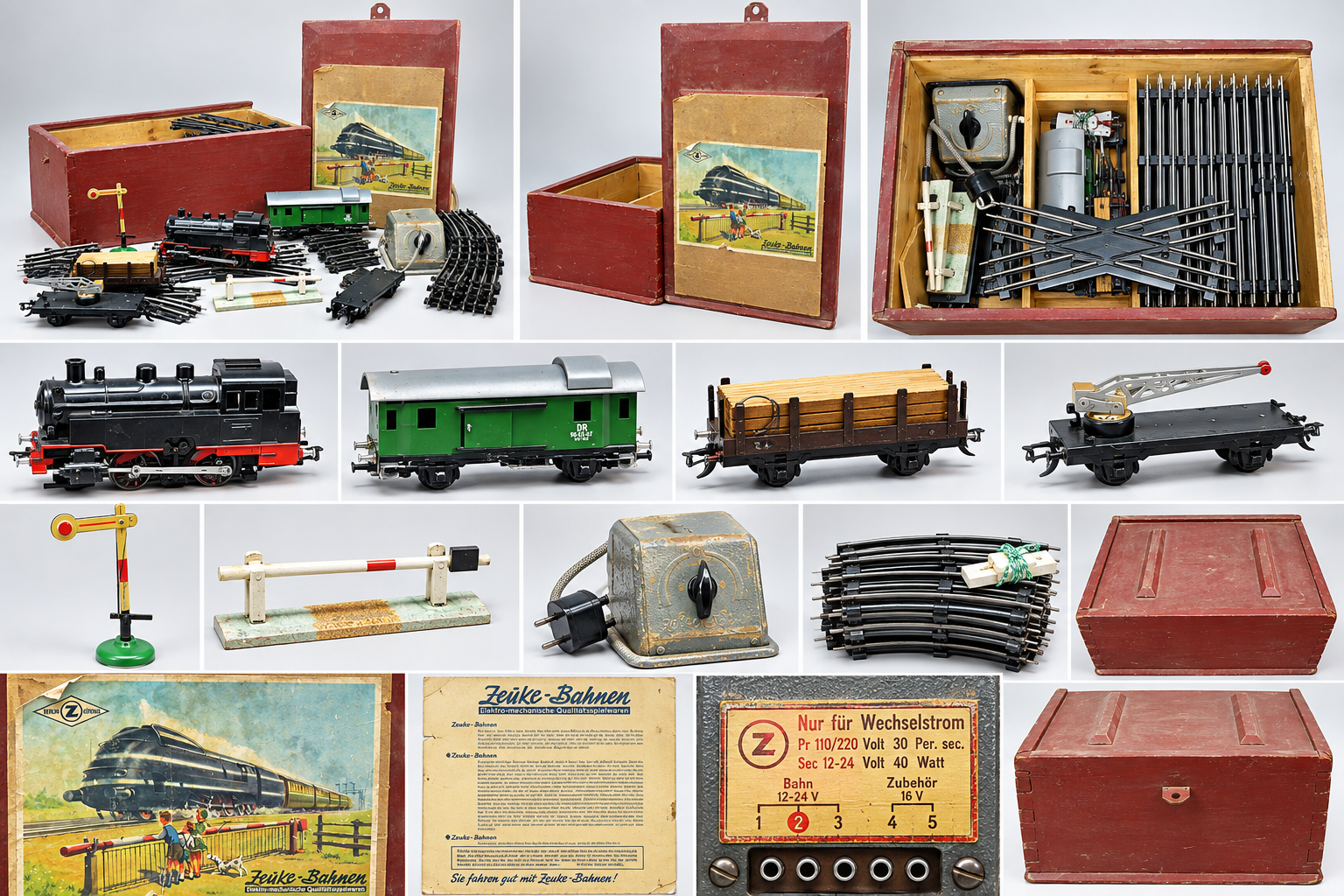 ZEUKE Vintage DDR Modeltreinset Locomotief, Wagons & Rails - Afbeelding 13