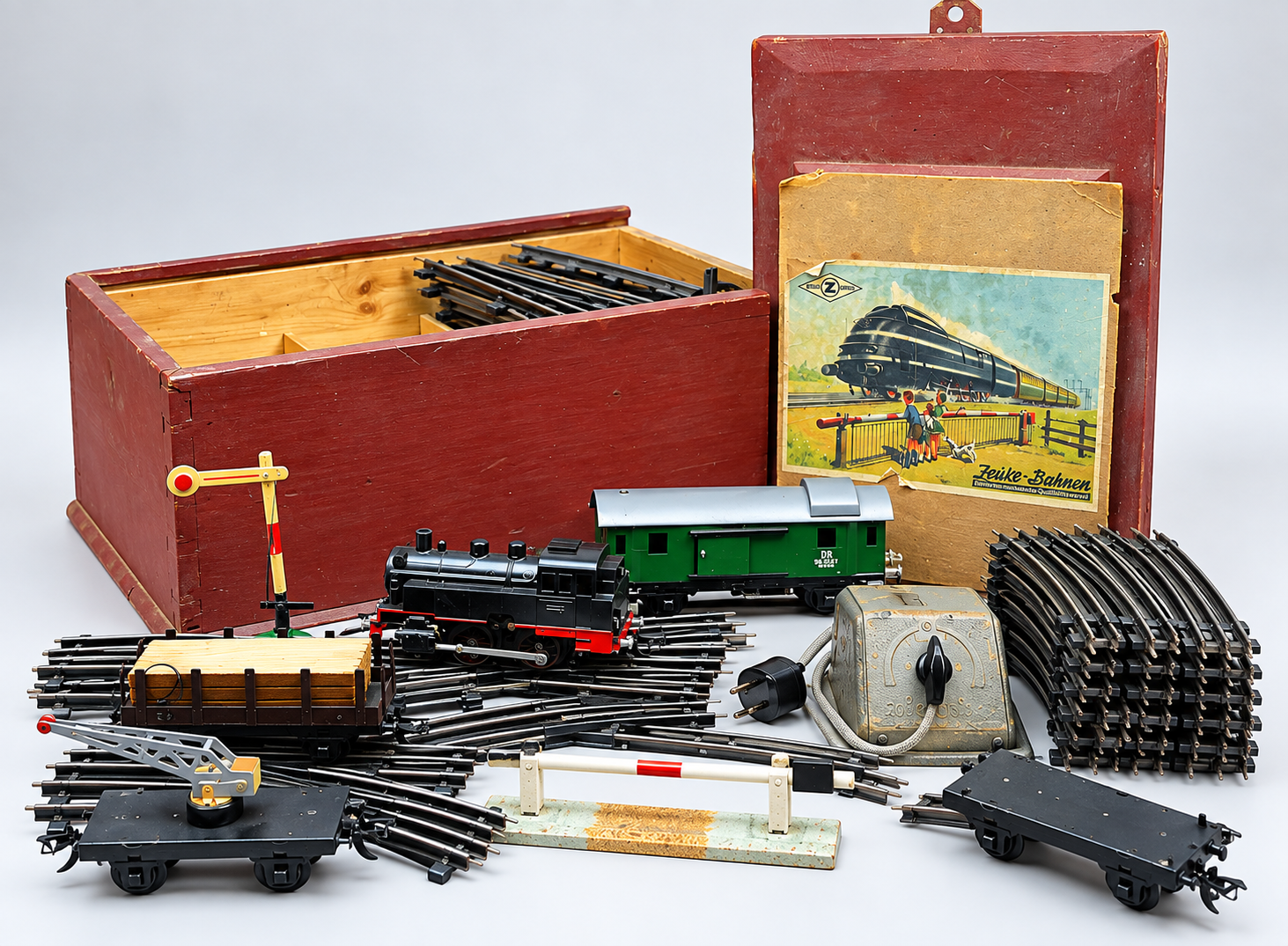 ZEUKE Vintage DDR Modeltreinset Locomotief, Wagons & Rails - Afbeelding 2