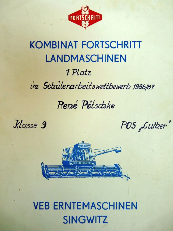 DDR Fortschritt Landmaschinen – Oorkonde - Afbeelding 2
