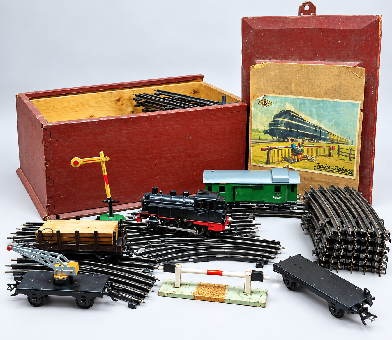 ZEUKE Vintage DDR Modeltreinset Locomotief, Wagons & Rails